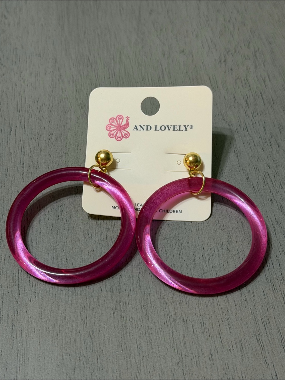 And Lovely Fuchsia Hoop Earrings with Gold Studs